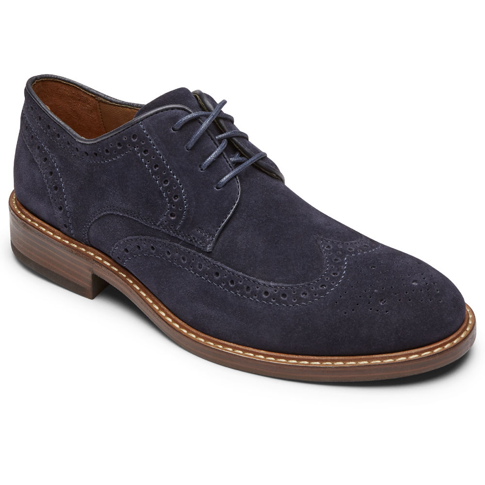 Rockport Mens Lace Up Navy - Kenton Wingtip - UK 317-YMFUKV